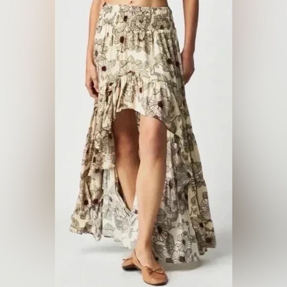 Free People Morning Sun Floral High-Low Skirt Size Small